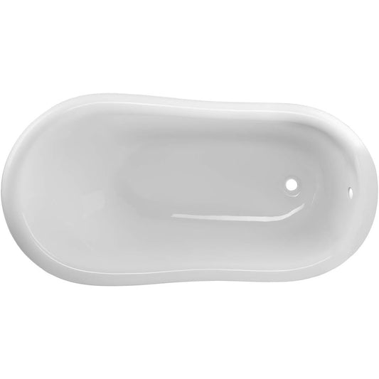 Freestanding Bath Tub 1700x750x580 mm - Oval White Acrylic Soaking Tub for Bathroom, Home Spa & Hotels