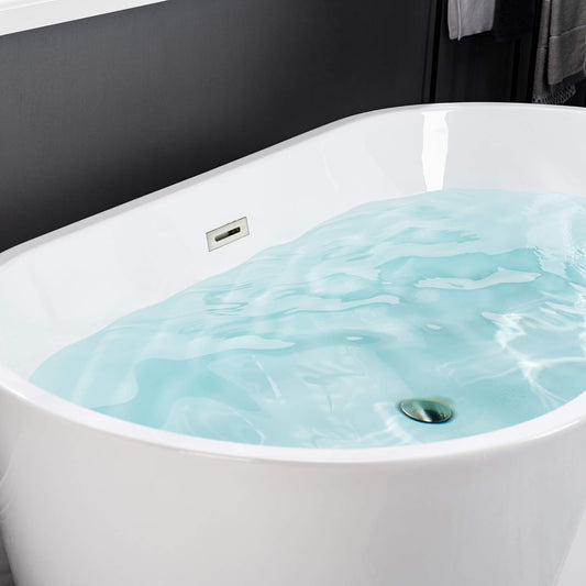 Freestanding Bath Tub 1700x750x700 mm - Oval White Acrylic Soaking Tub for Bathroom, Home Spa & Hotels