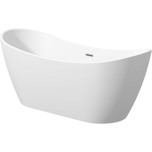 Freestanding Bath Tub 1700x800x710 mm - Oval White Acrylic Soaking Tub for Bathroom, Home Spa & Hotels