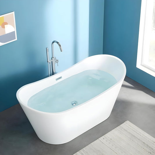 Freestanding Bath Tub 1700x750x700 mm - White Acrylic Standalone Soaking Tub for Modern Bathrooms & Villas
