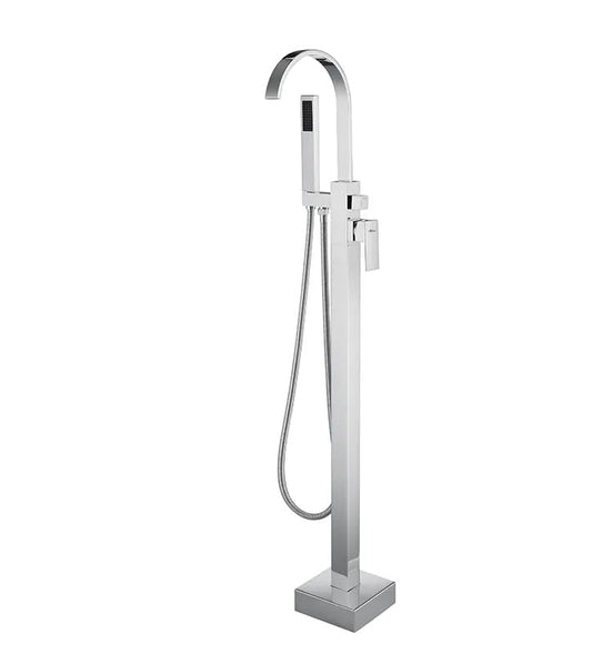 Bathtub Faucet - Floor-Mounted | Made of Brass | Electro Coated | Chrome Finish | Hot & Cold Water Control