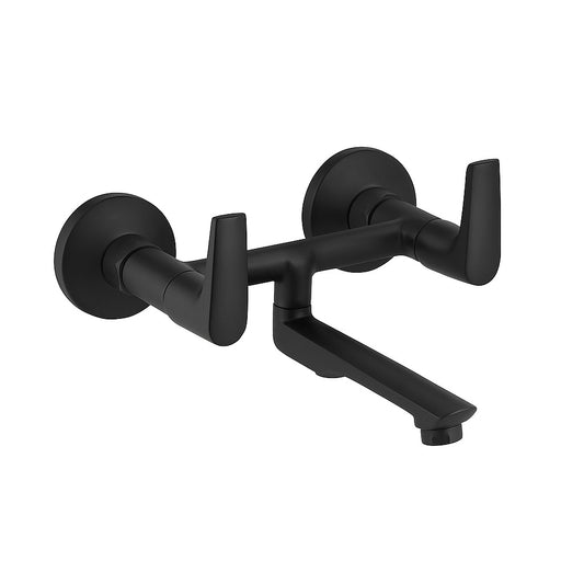 Non-Telephonic Wall Mixer Tap - Matte Black Finish Brass with Flange & Connecting Legs - Entice Series
