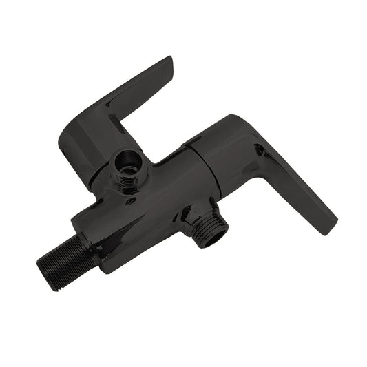 Two-Way Angle Cock with Wall Flange in Matte Black Finish | Heavy-Duty Brass Made | PVD Coated | Entice Series