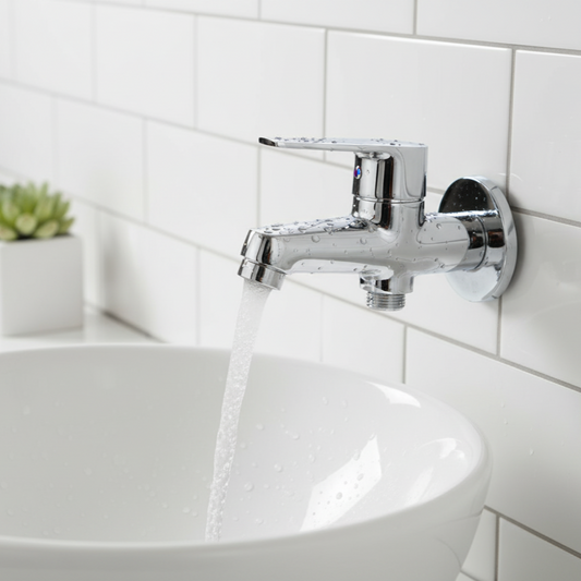 2-Way Water Tap | Made of Brass | Chrome Finish | Wall Mounted - Entice Series