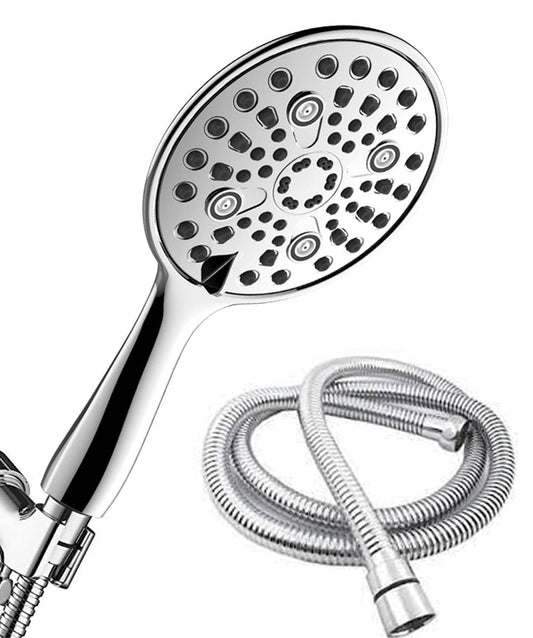 6-Function Hand Shower Set with 1.5m Hose & Hook in Chrome Finish - Twilight Series