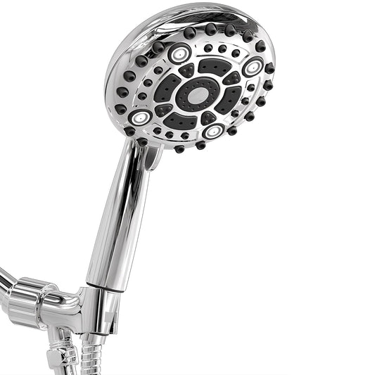 6-Function Hand Shower, Chrome Finish, ABS Body, Wall-Mounted for Bathroom Use - Crystal Series