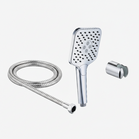 Aquieen Hand Shower, Flexible Tube & Wall Holder Set | ABS | Chrome