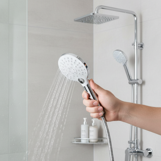 Aquieen Hand Shower, Flexible Tube & Wall Holder Set | ABS | Chrome