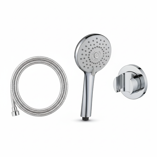 Aquieen Hand Shower, Flexible Tube & Wall Holder Set | ABS | Chrome