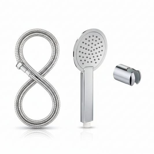Aquieen Hand Shower, Flexible Tube & Wall Holder Set | ABS | Chrome