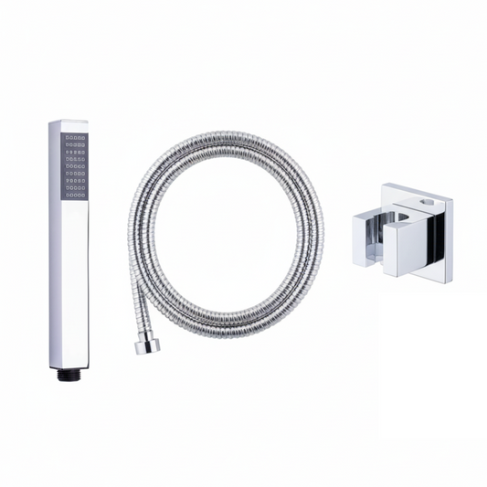 Aquieen Hand Shower, Flexible Tube & Wall Holder Set | ABS | Chrome