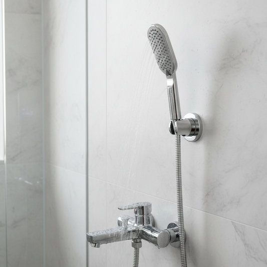 Aquieen Hand Shower, Flexible Tube & Wall Holder Set | ABS | Chrome