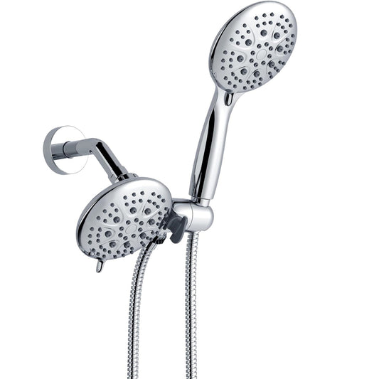 6-Function Rain Shower Head with Hook, Chrome Finish, ABS Body, Wall-Mounted for Bathroom Use - Multifunctional Series