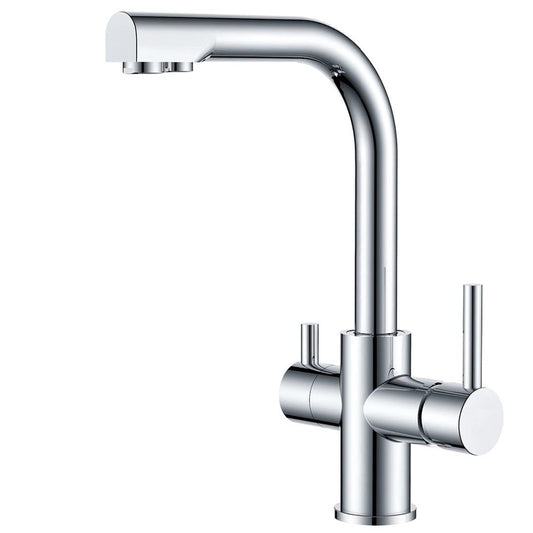 SS304 Kitchen Sink Mixer Faucet - Deck Mounted, Triple Inlet Tap with RO, Hot & Cold Control, Signature Series, Chrome Finish