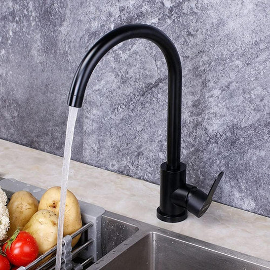 SS304 Deck-Mounted Kitchen Sink Mixer | Hot & Cold Waterflow Control | Fluid Series, Sink Faucet in Matte Black Finish & Powder Coating