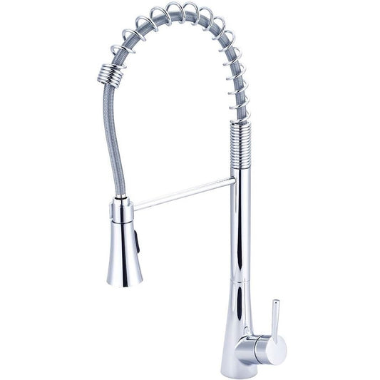 SS304 Kitchen Sink Mixer Faucet - Deck Mounted Spring Hose Tap with Connecting Hoses, Crest Series, White Finish