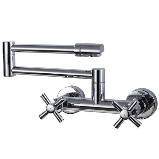 SS304 Kitchen Sink Mixer Faucet - Wall-Mounted Spring Hose Tap with Connecting Hoses, Swel Series, Chrome Finish