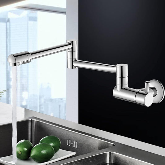 Cold Water Wall Mounted Pot Filler Sink Cock | Heavy-Duty SS304 Stainless Steel Chrome Finish Kitchen Sink Faucet | Swel Series