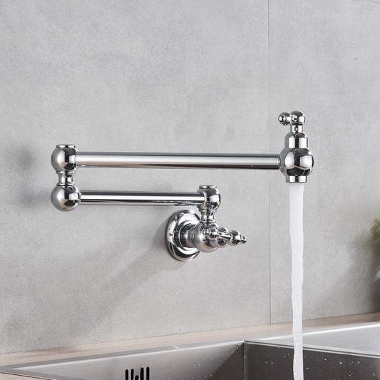 Pot Filler Faucet – SS304 Stainless Steel, Chrome Finish, Wall-Mounted