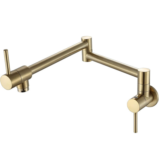 Pot Filler Faucet – SS304 Stainless Steel, Brushed Gold Finish, Wall-Mounted