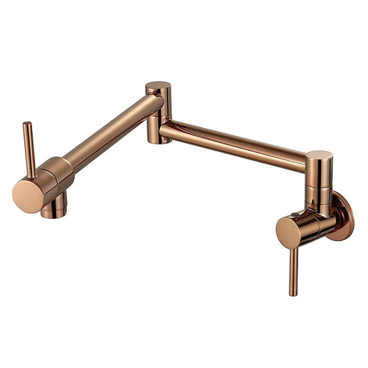 Wall-Mounted Pot Filler Faucet - Dual Handle SS304 Kitchen Wall Tap (Brushed Rose Gold Finish)
