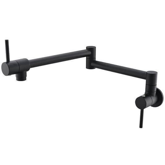 Pot Filler Faucet – SS304 Stainless Steel, Matte Black Finish, Wall-Mounted