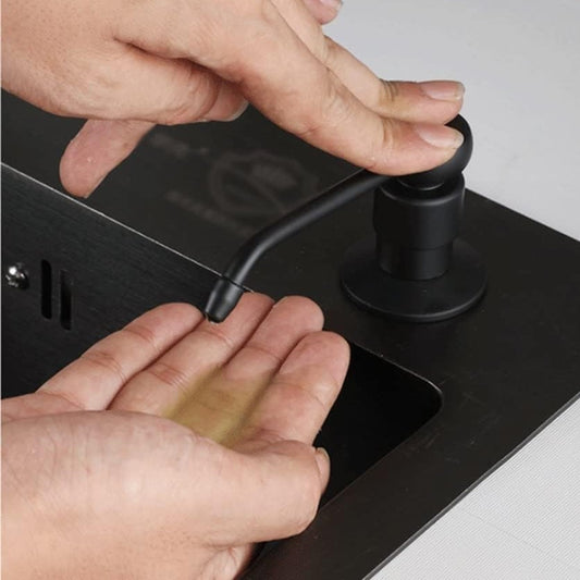 300ml Under-Mount Soap Dispenser for Kitchen Sink - Matte Black Finish, SS304 Pump, Refillable Bottle