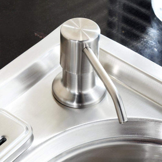 300ml Under-Mount Soap Dispenser for Kitchen Sink - Brushed Silver Finish, SS304 Pump, Refillable Bottle