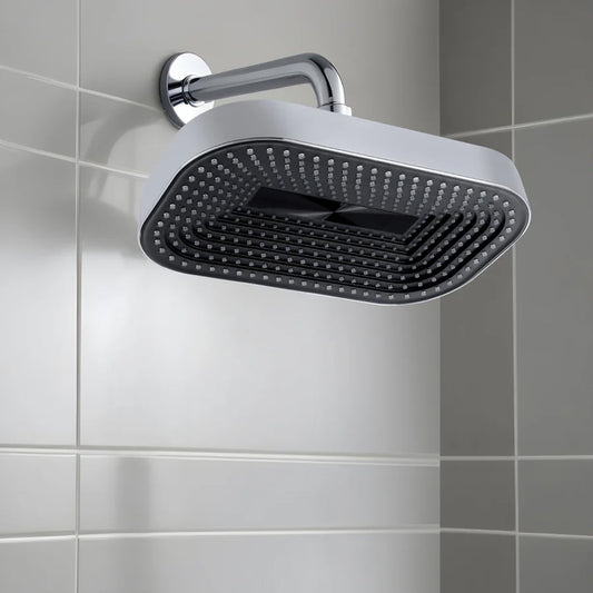 9x6 Inch Rectangular Overhead Shower - ABS Body, Black & Chrome Finish, Wall/Ceiling Mounted