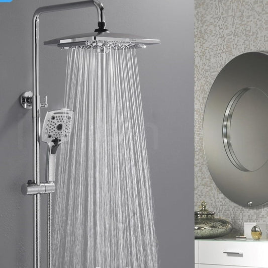 10-Inch Square Overhead Shower with 5 Functions (Rain, Mist, Massage, Mix, Jet) - ABS Body, Chrome Finish, Wall/Ceiling Mounted, Rubbic Series
