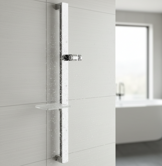 Shower Sliding Rail with Adjustable Height & Angle | Made of ABS | Silver Color | Wall-Mounted