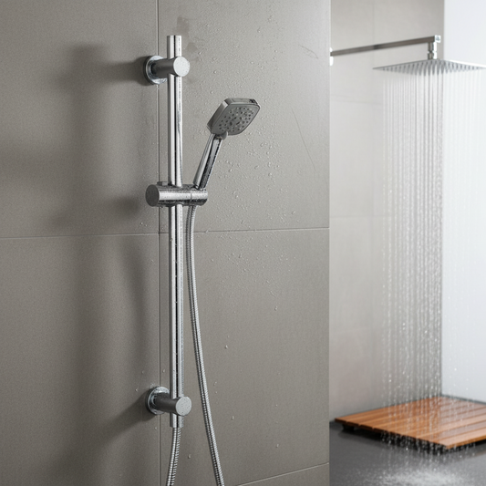 Shower Sliding Rail with Adjustable Height & Angle | Made of Stainless Steel | Silver Color | Wall-Mounted