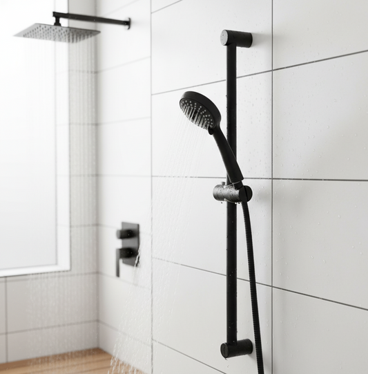 Shower Sliding Rail with Adjustable Height & Angle | Made of Stainless Steel | Black Color | Wall-Mounted