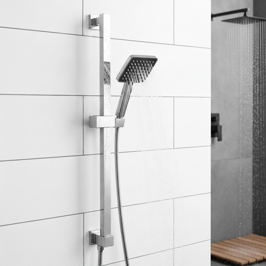 Shower Sliding Rail with Adjustable Height & Angle | Made of Stainless Steel | Silver Color | Wall-Mounted