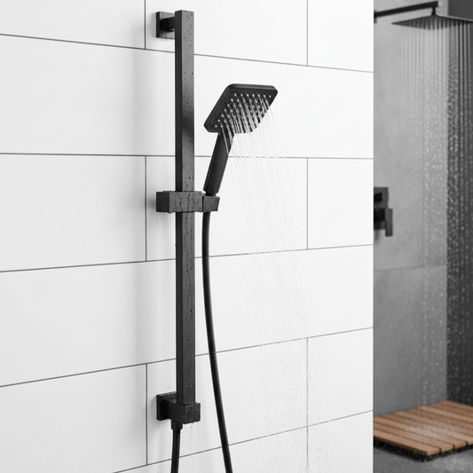 Shower Sliding Rail with Adjustable Height & Angle | Made of Stainless Steel | Black Color | Wall-Mounted