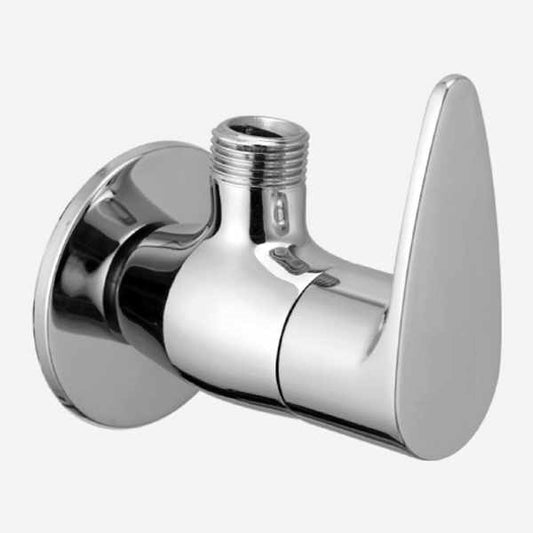 Angle Cock with Wall Flange in Chrome Finish | Heavy-Duty Brass Made | Vega Series | Kitchen & Bathroom Use