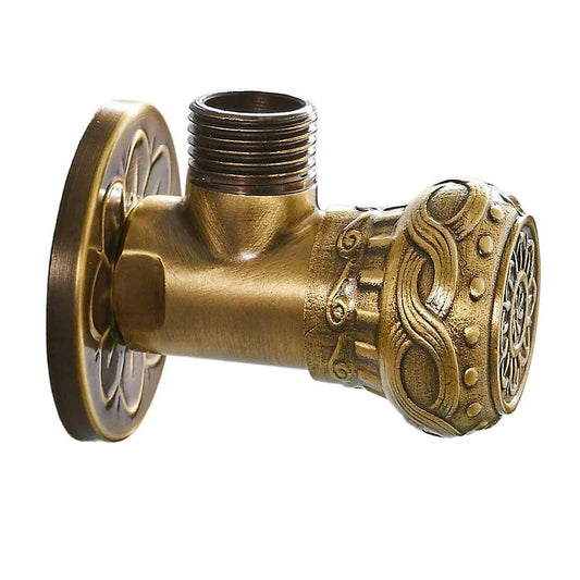 Antique Brass Angle Cock with Wall Flange | Heavy-Duty Brass Made | Rust-Resistant | Geyser & Sink Use