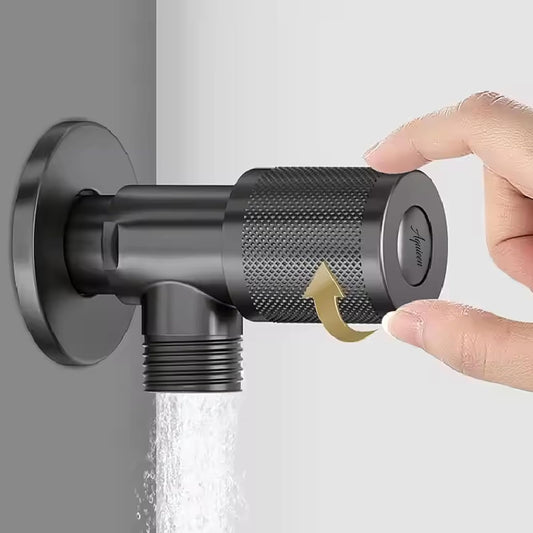 Gun Grey Round Angle Cock with Wall Flange | Heavy-Duty Brass Made | Quarter Turn Valve | Geyser & Flush Tank
