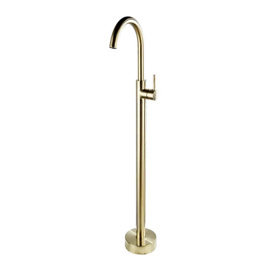 Floor Mounted Extended Body Basin Mixer Tap in Gold Finish | Heavy-Duty Brass Made | Hot & Cold Water Tap | Fluid Series