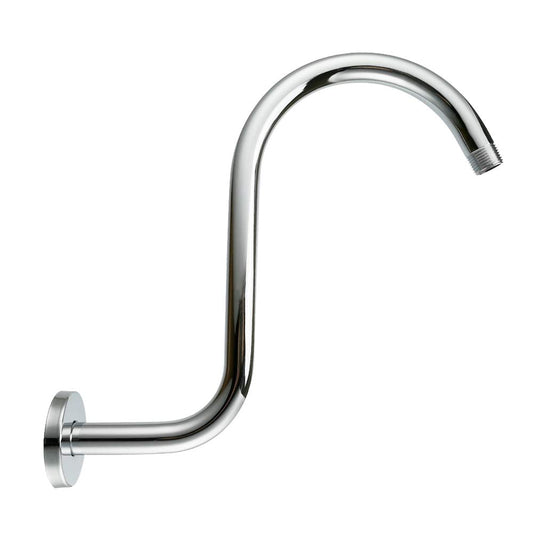 12x14-Inches Shower Arm | Heavy-Duty Stainless Steel | Silver Finish | Wall-Mounted | Goose Neck Shape