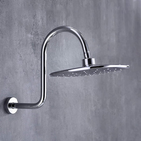 12x14-Inches Shower Arm | Heavy-Duty Stainless Steel | Silver Finish | Wall-Mounted | Goose Neck Shape