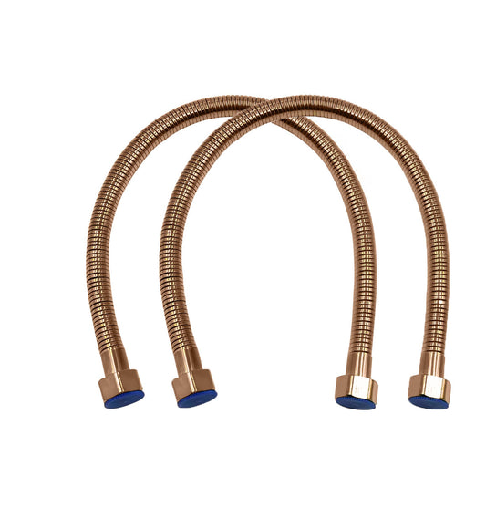 SS304 18" Connection Pipe | SS304 Braiding with Rose Gold Finish & Electro Coated | Flexible Plumbing Hose for Geysers, Basins, Faucets & Toilets