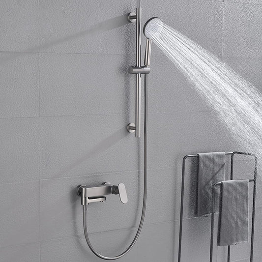 Single Lever Wall Mixer with Hand Shower & Body Jets - Gun Grey Electro Coated Solid Brass - Cuff Series