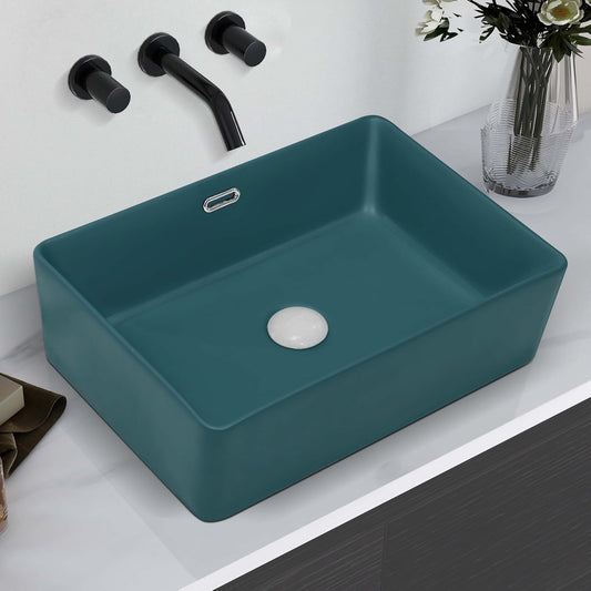 Deck-Mounted Green Finish Acrylic Wash Basin Countertop Sink 500x350x155 mm - Stylish Vanity Basin for Homes, Hotels & Designer Bathrooms