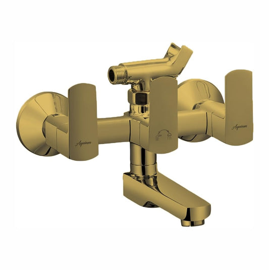 Wall Mixer with Clutch Leg & Flange - Gold PVD Finish Solid Brass Bathroom Tap - Zura Series