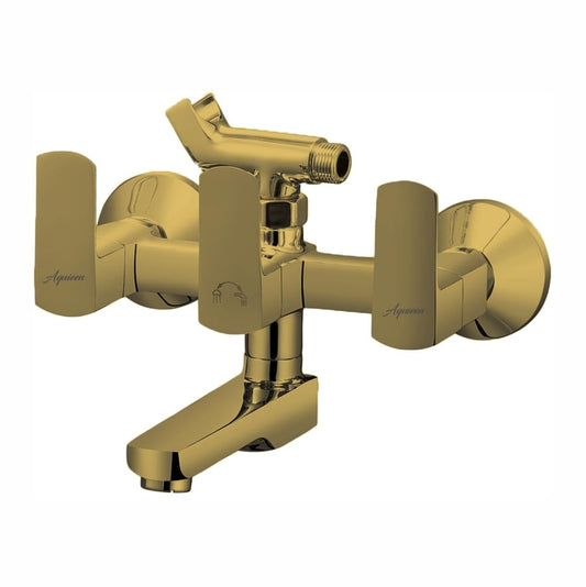 Wall Mixer with Clutch Leg & Flange - Gold PVD Finish Solid Brass Bathroom Tap - Zura Series