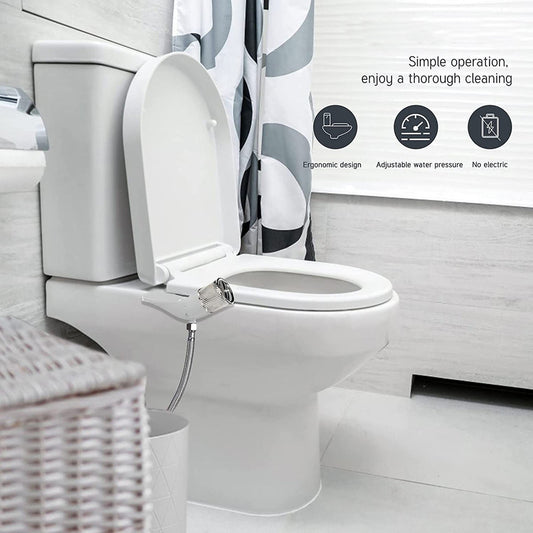 ABS Toilet Bidet Spray with Dual Flow | Hands Free Wash Bidet Spray for Toilet | Non-Electric Jet Spray for Western Toilet | Adjustable Spray Position and High Pressure Toilet Jet Spray