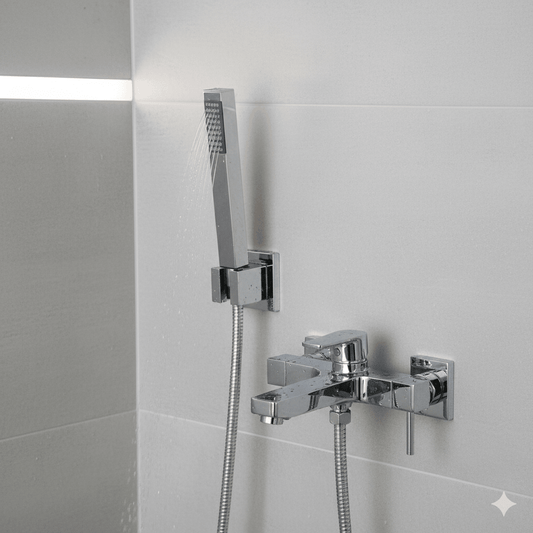 Aquieen Hand Shower, Flexible Tube & Wall Holder Set | ABS | Chrome