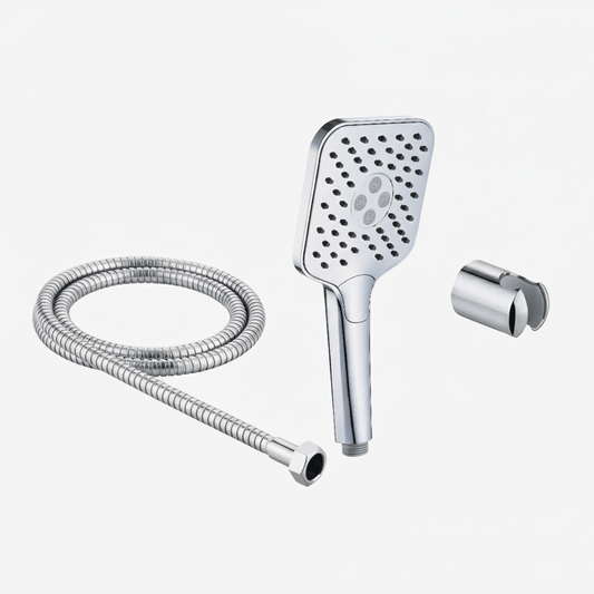 Aquieen Hand Shower, Flexible Tube & Wall Holder Set | ABS | Chrome
