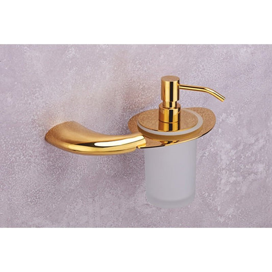Liquid Soap Dispenser Gold Finish, Brass Made, Wall-Mounted for Bathroom & Kitchen Use - Entice Series